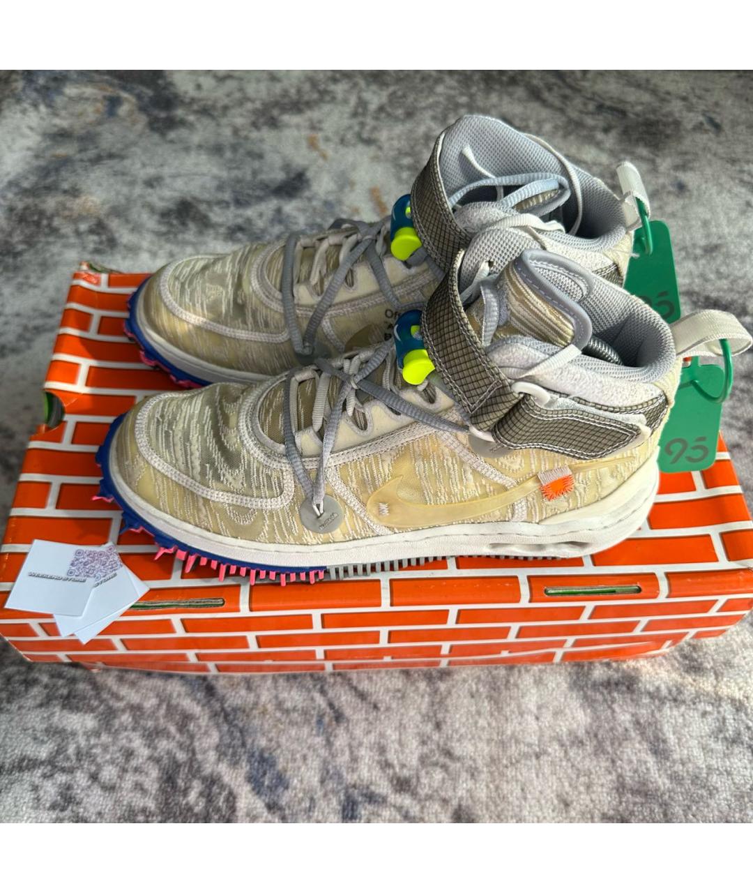 NIKE X OFF-WHITE Белые бархатные высокие кроссовки / кеды, фото 8