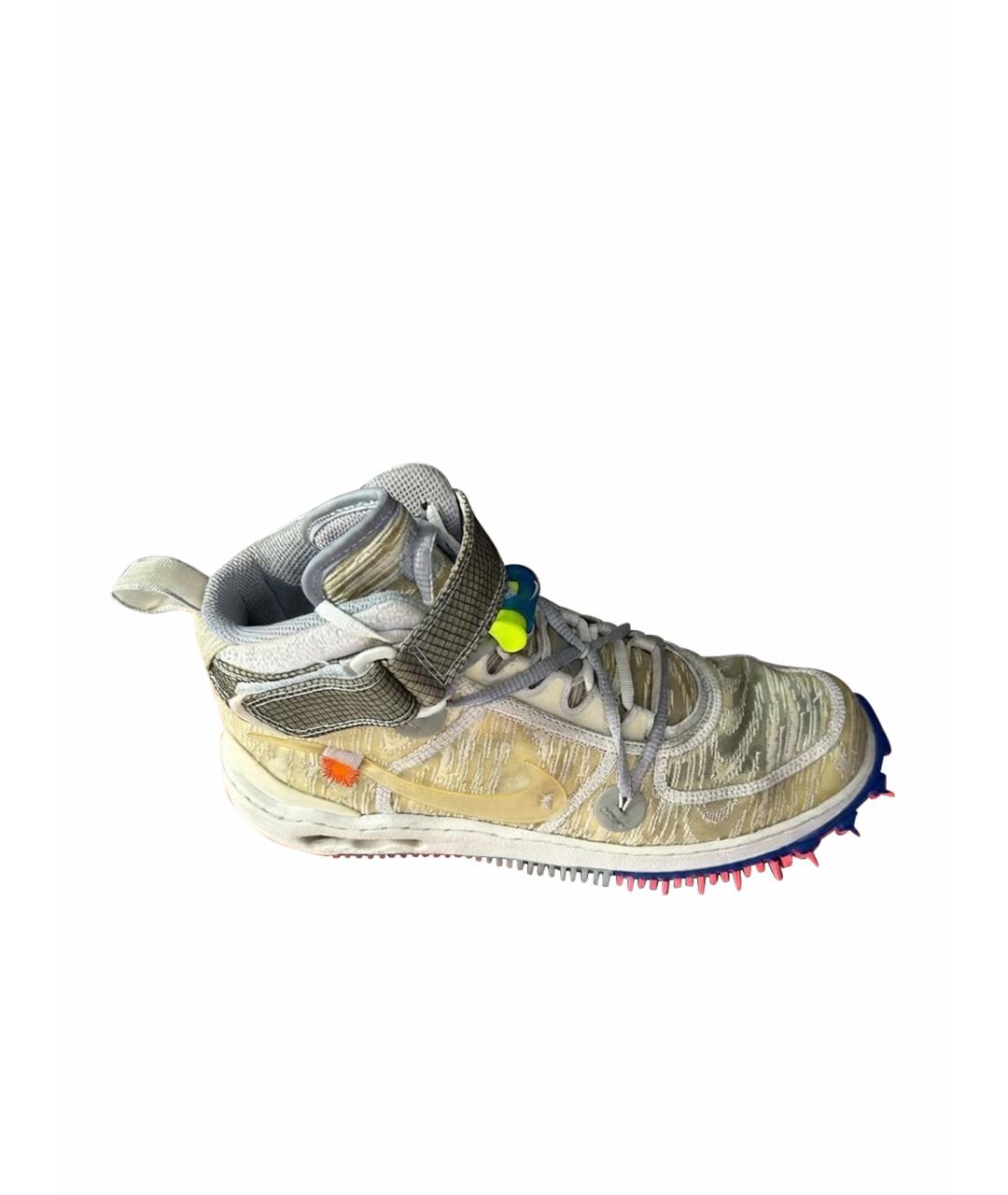NIKE X OFF-WHITE Белые бархатные высокие кроссовки / кеды, фото 1