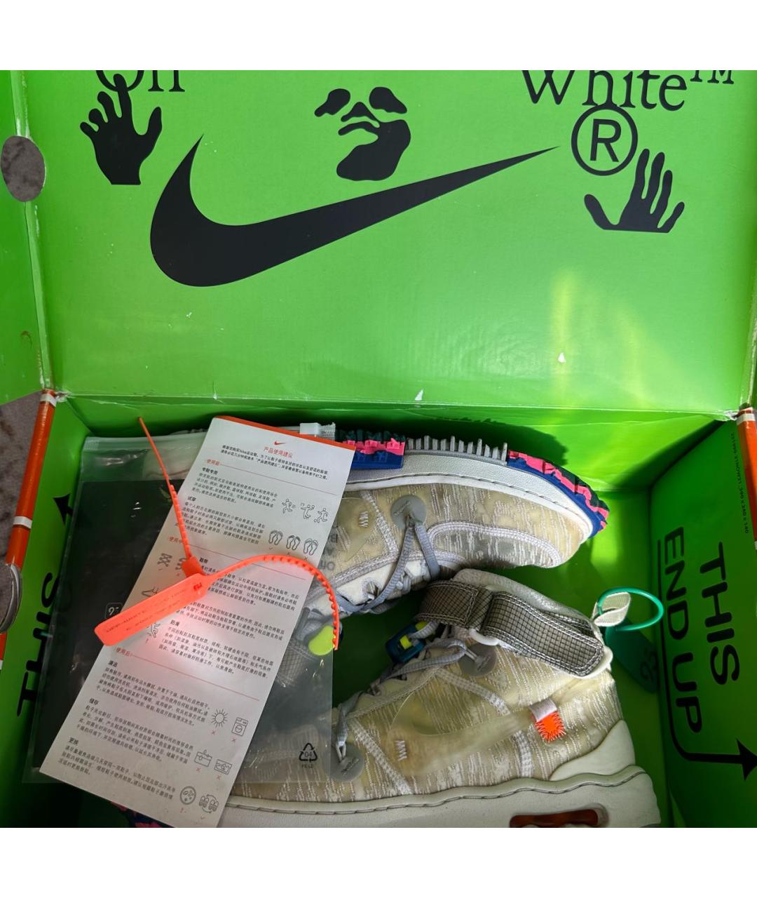 NIKE X OFF-WHITE Белые бархатные высокие кроссовки / кеды, фото 7
