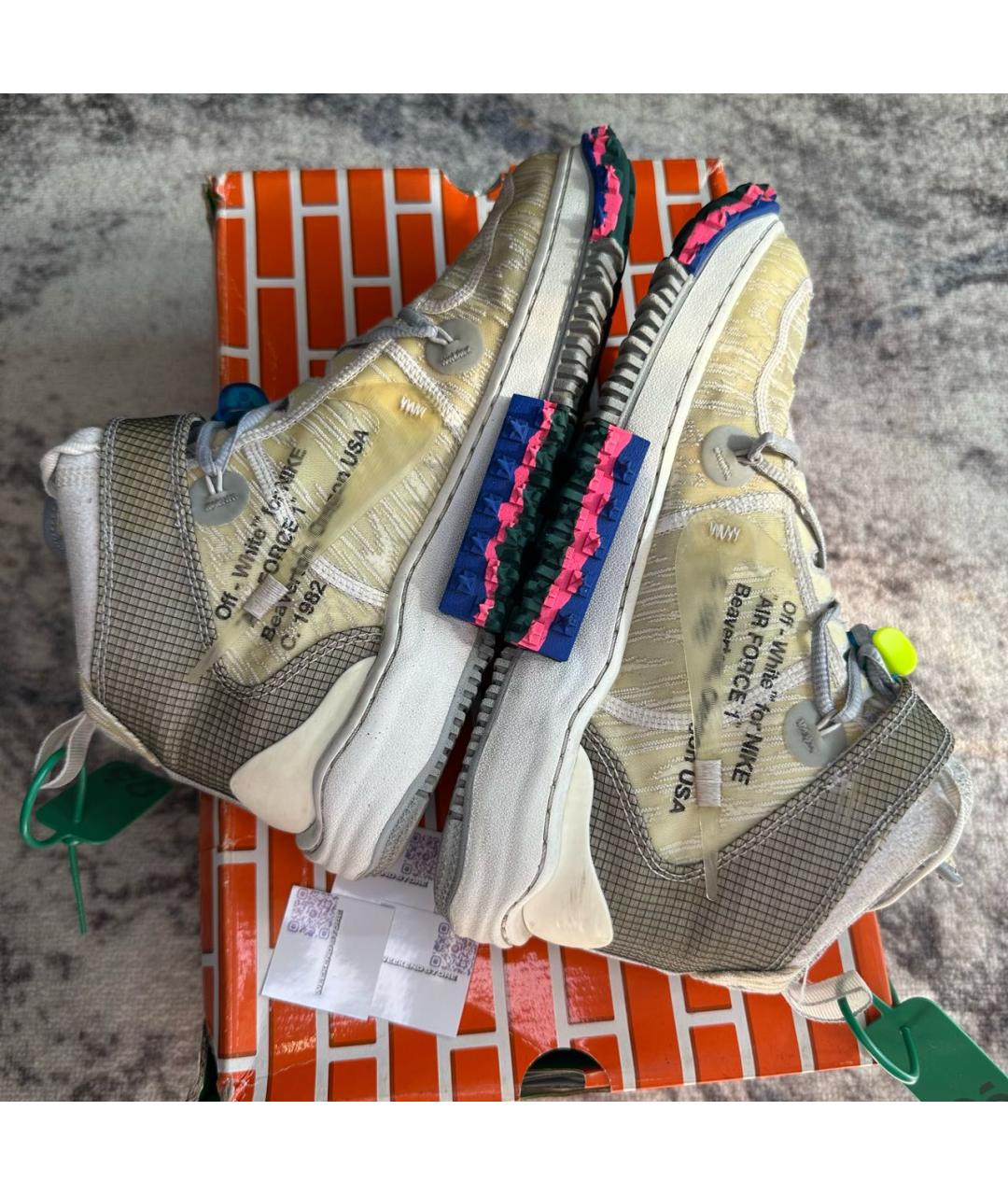 NIKE X OFF-WHITE Белые бархатные высокие кроссовки / кеды, фото 3