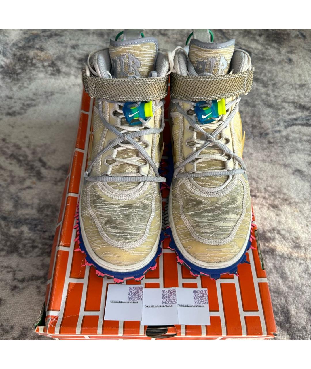 NIKE X OFF-WHITE Белые бархатные высокие кроссовки / кеды, фото 2
