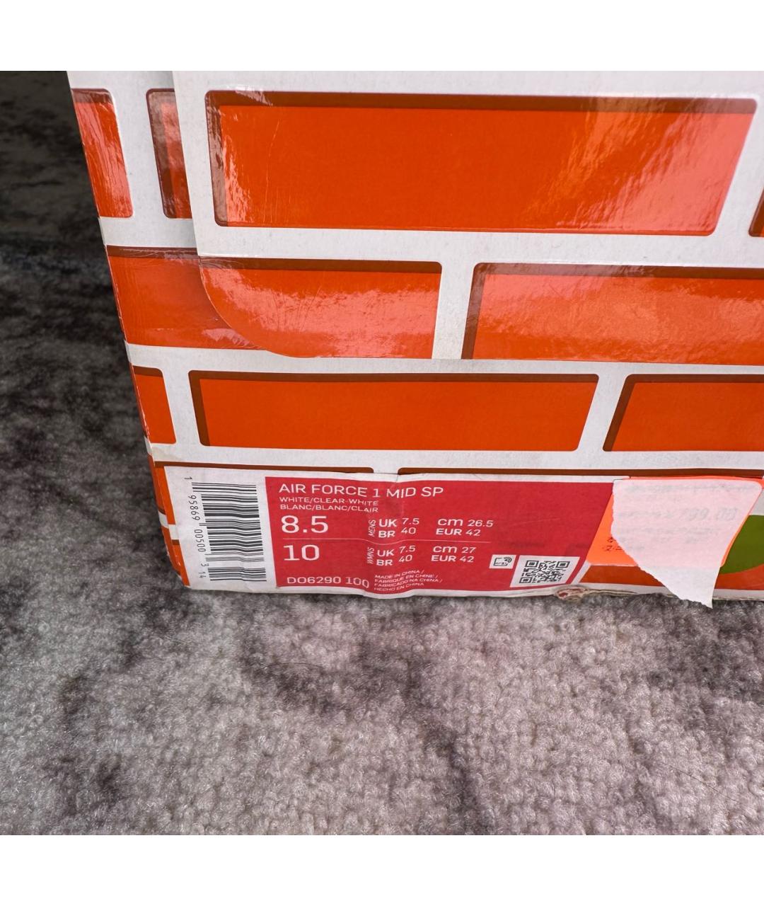 NIKE X OFF-WHITE Белые бархатные высокие кроссовки / кеды, фото 5