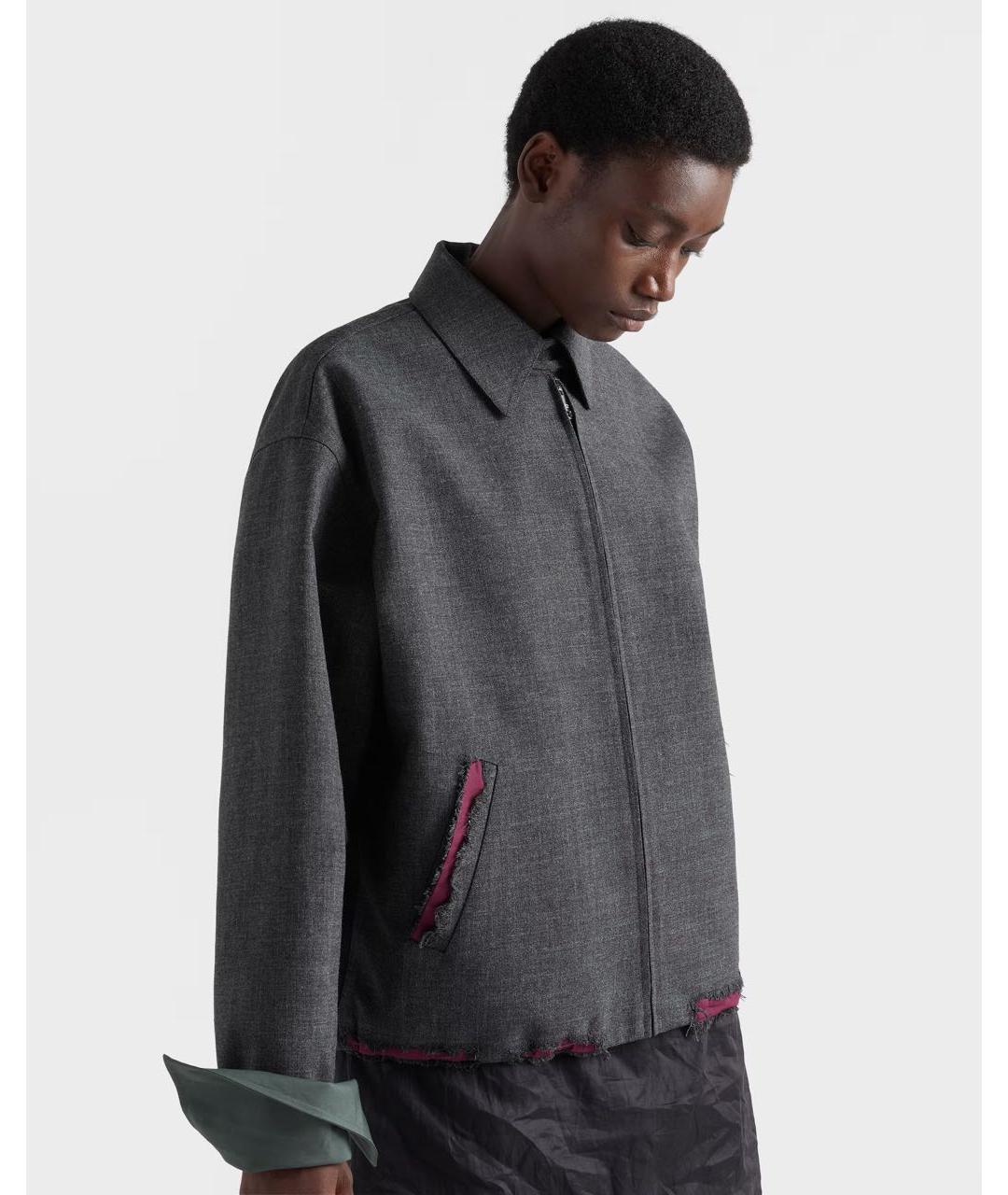 PRADA Серая шерстяная куртка, фото 3