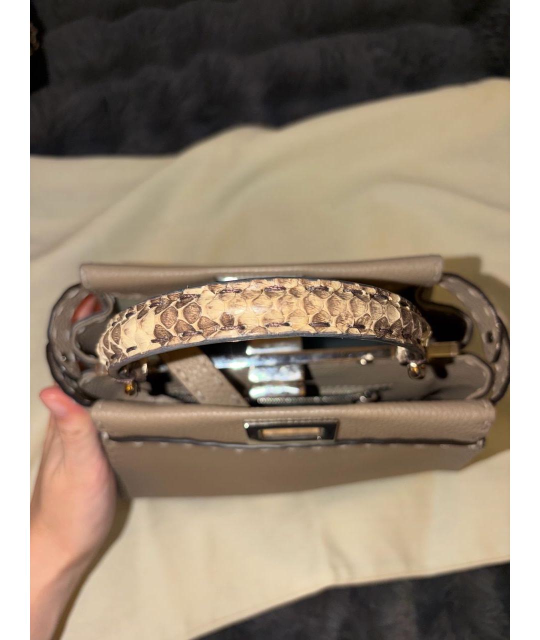 FENDI Бежевая сумка через плечо из кожи питона, фото 4