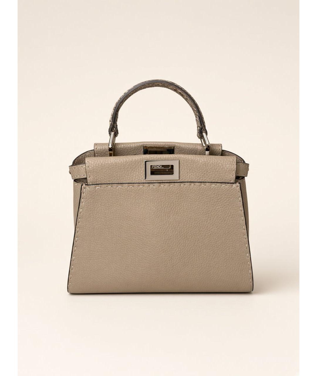 FENDI Бежевая сумка через плечо из кожи питона, фото 5