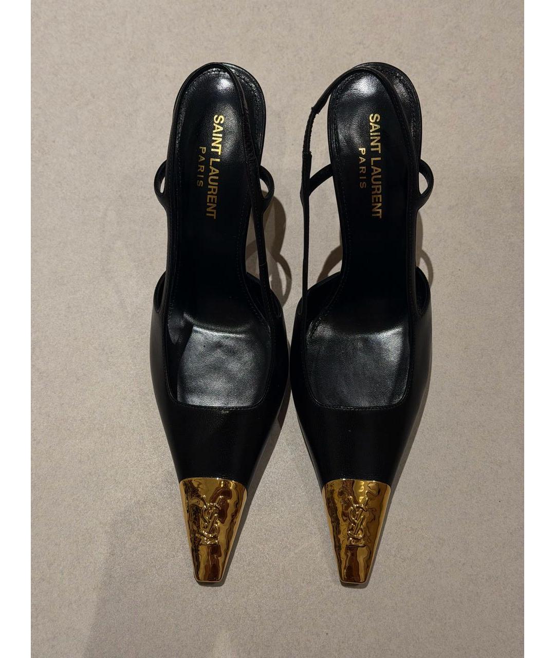 SAINT LAURENT Черные кожаные туфли, фото 2