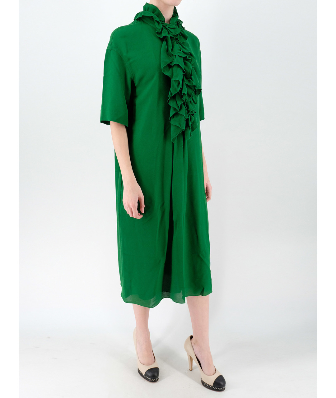HERMES PRE-OWNED Зеленые льняное повседневное платье, фото 2
