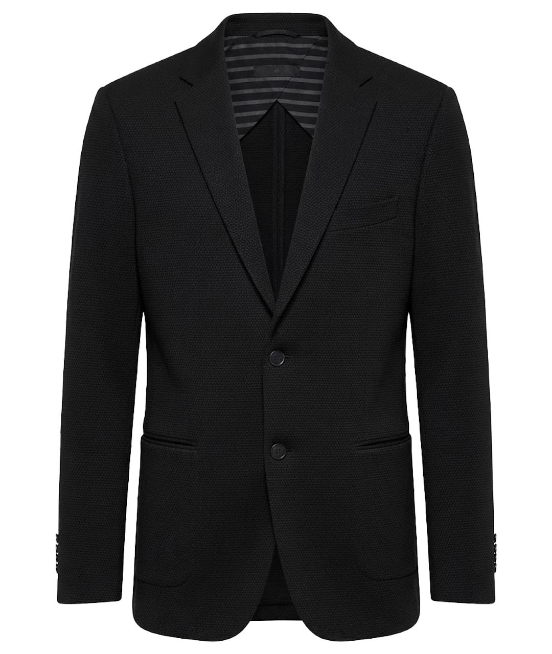 HUGO BOSS Черный хлопко-эластановый пиджак, фото 1
