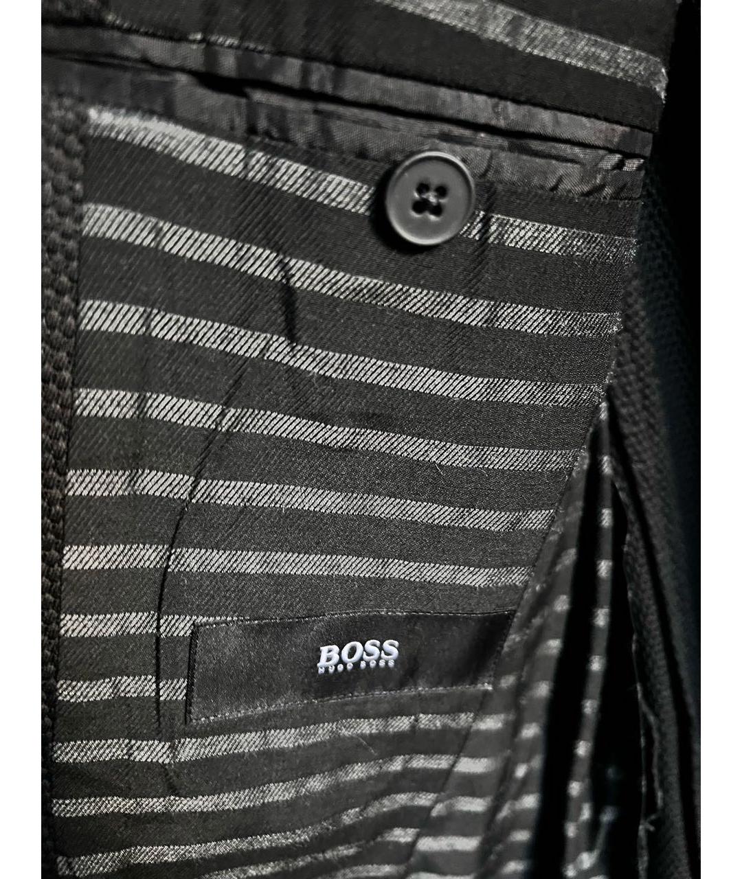 HUGO BOSS Черный хлопко-эластановый пиджак, фото 3