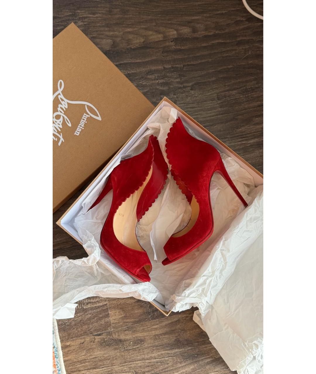 CHRISTIAN LOUBOUTIN Красные замшевые туфли, фото 5
