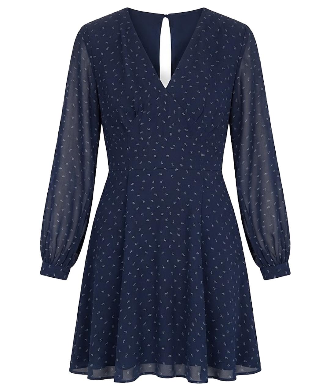 POLO RALPH LAUREN Темно-синее шелковое коктейльное платье, фото 1