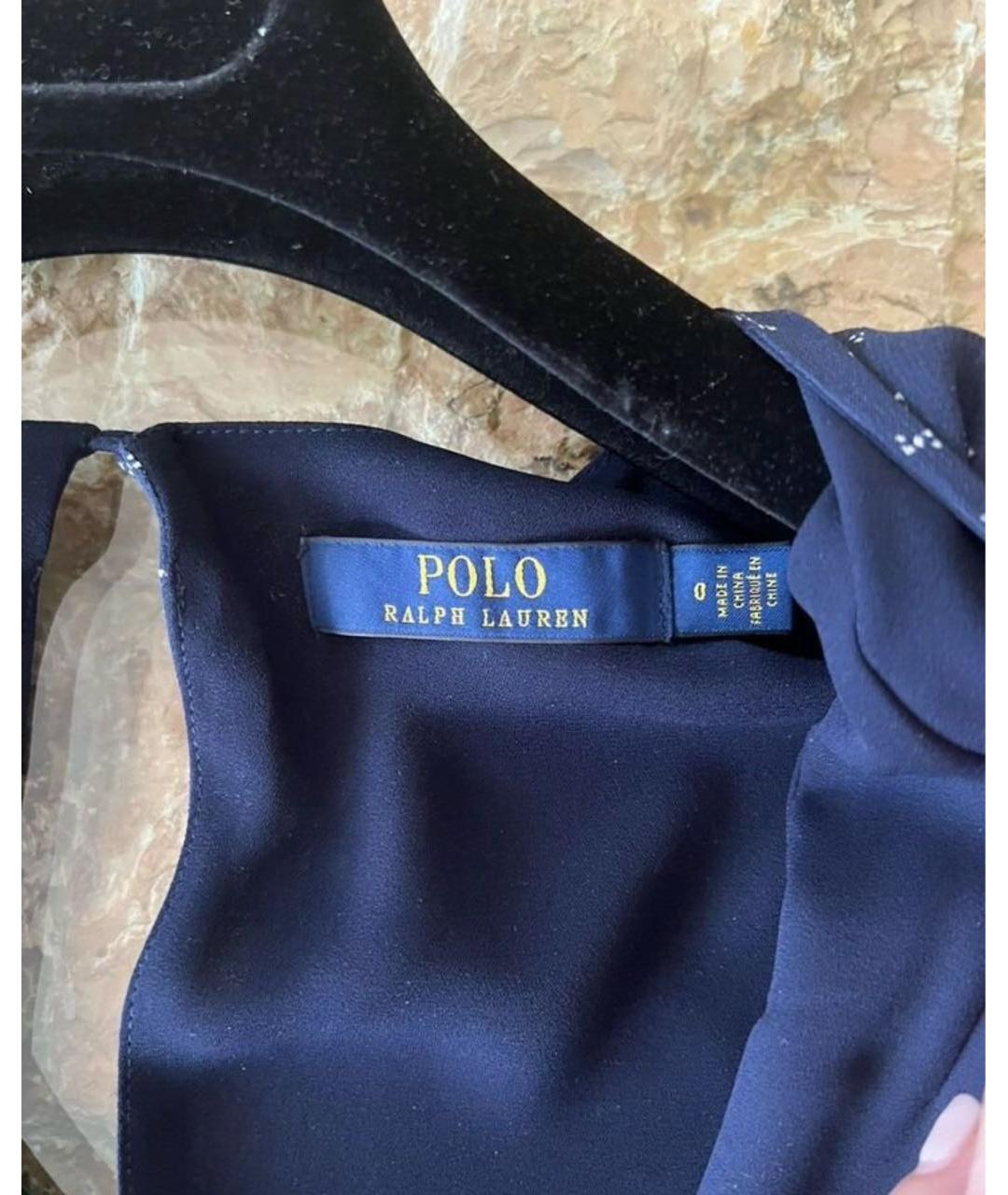POLO RALPH LAUREN Темно-синее шелковое коктейльное платье, фото 3
