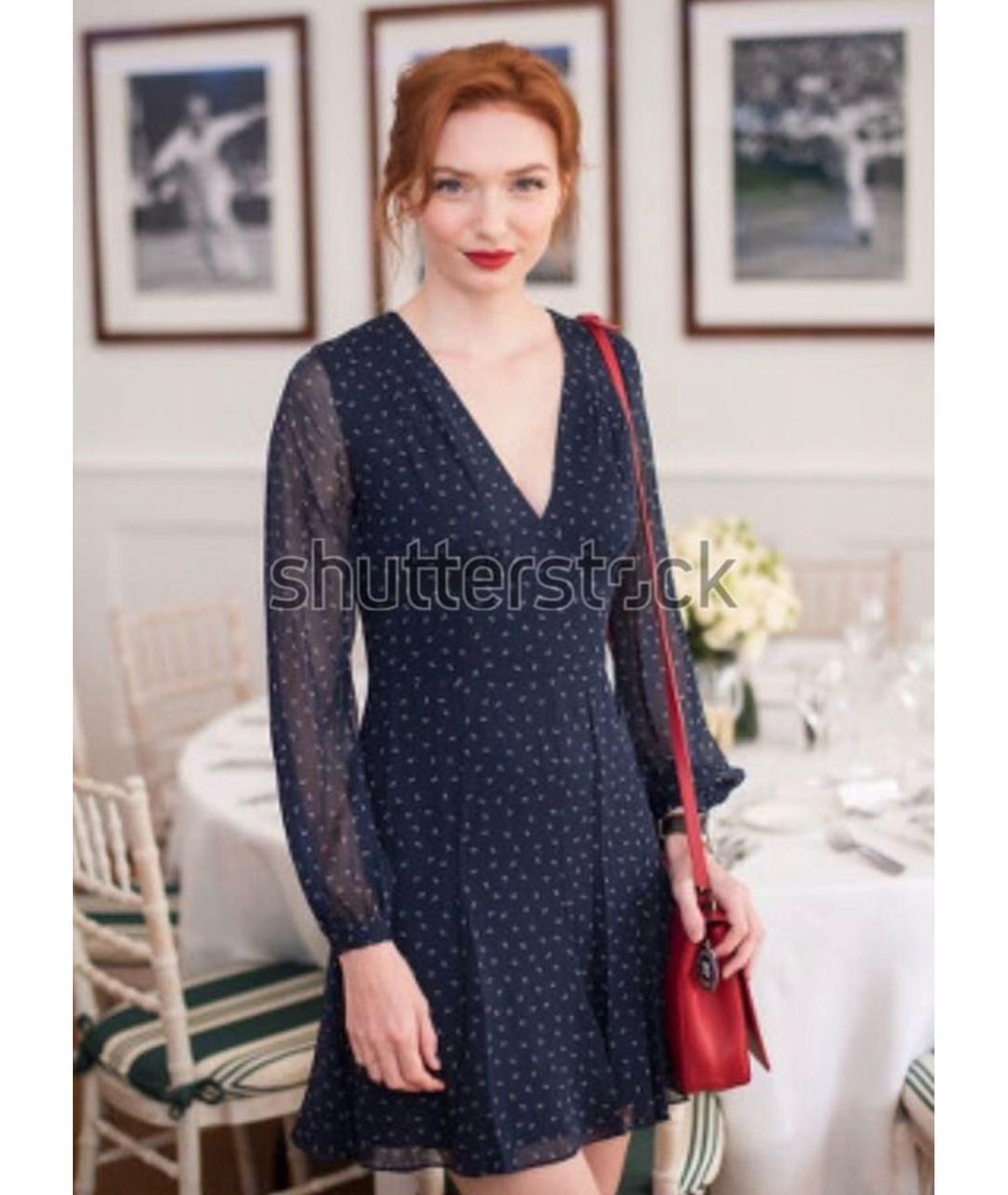POLO RALPH LAUREN Темно-синее шелковое коктейльное платье, фото 5