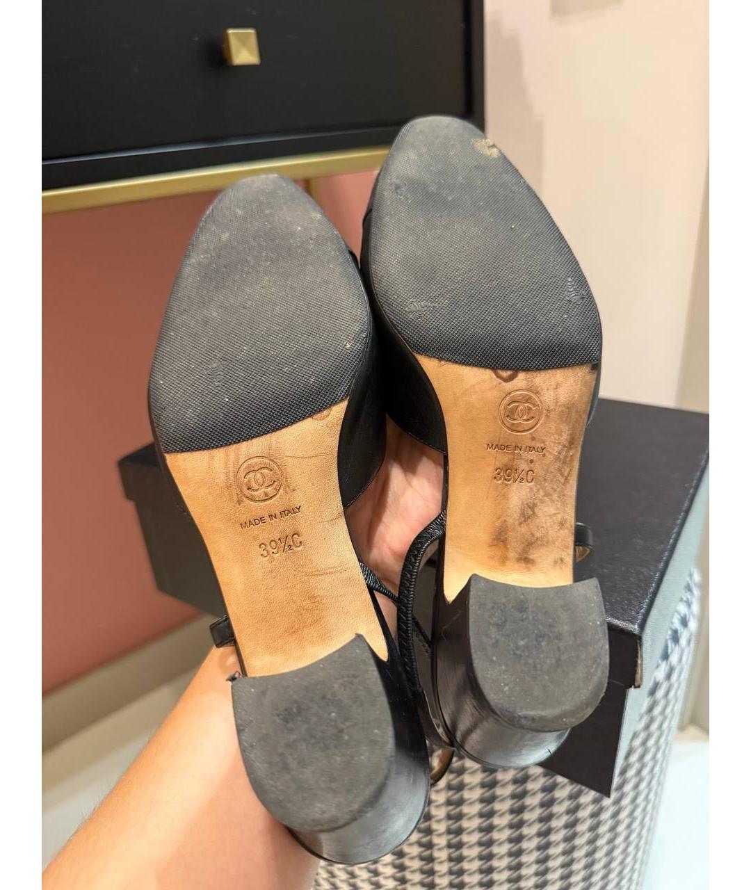 CHANEL Черные кожаные туфли, фото 4