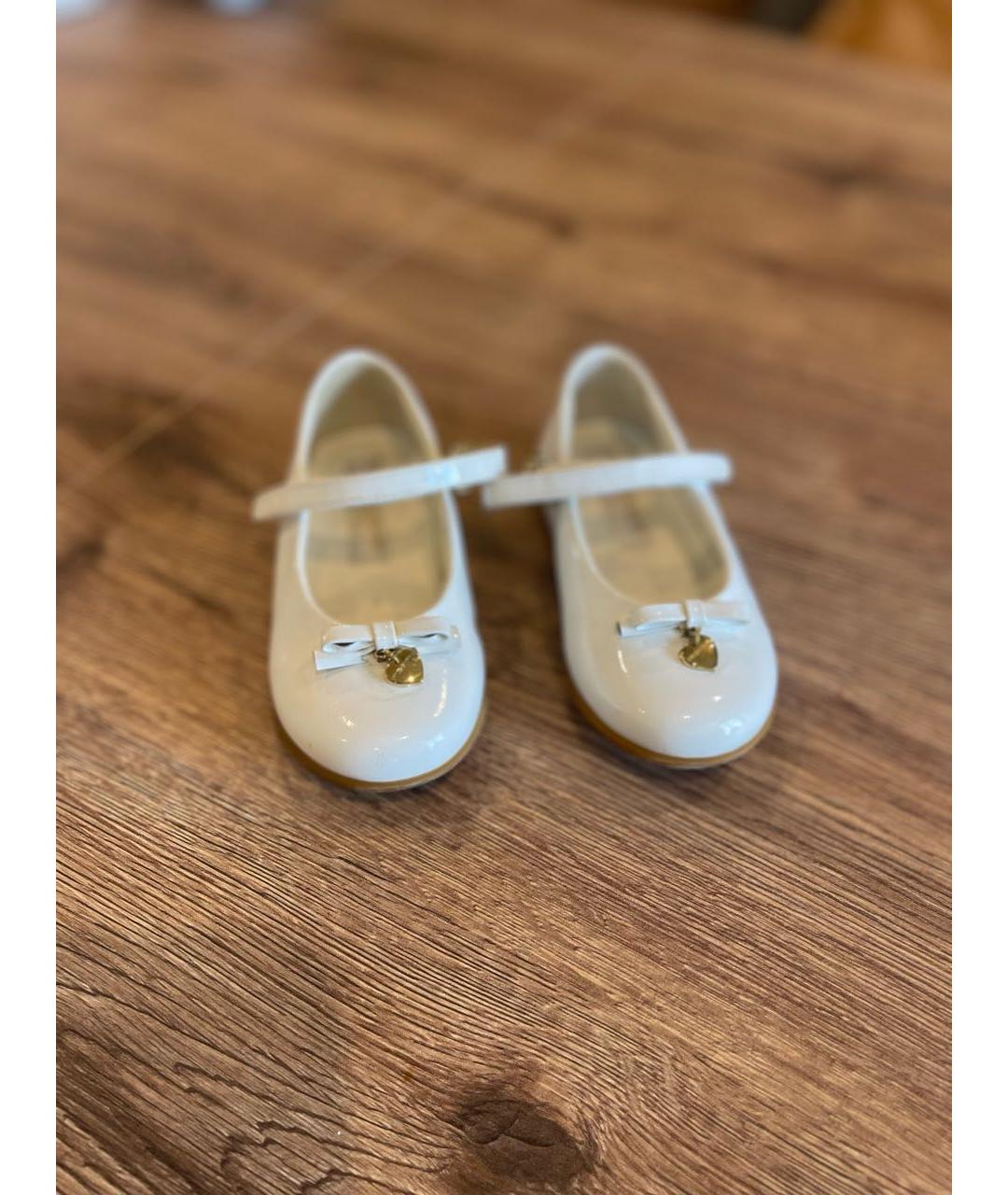 DOLCE & GABBANA KIDS Белые кожаные балетки и туфли, фото 5