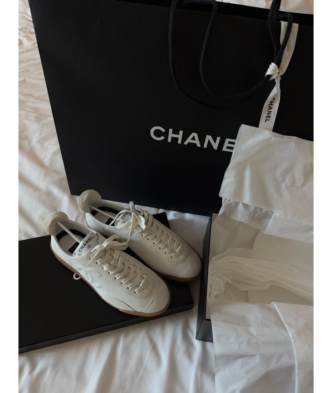 CHANEL Белые кожаные кеды, фото 5
