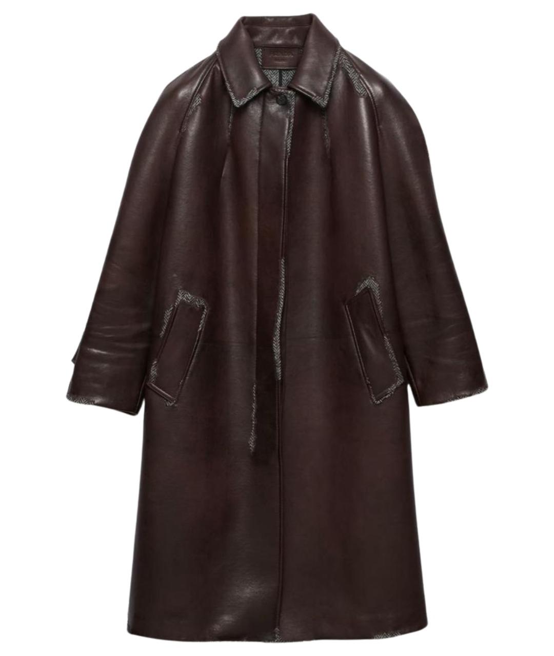 PRADA Коричневое кожаное пальто, фото 1