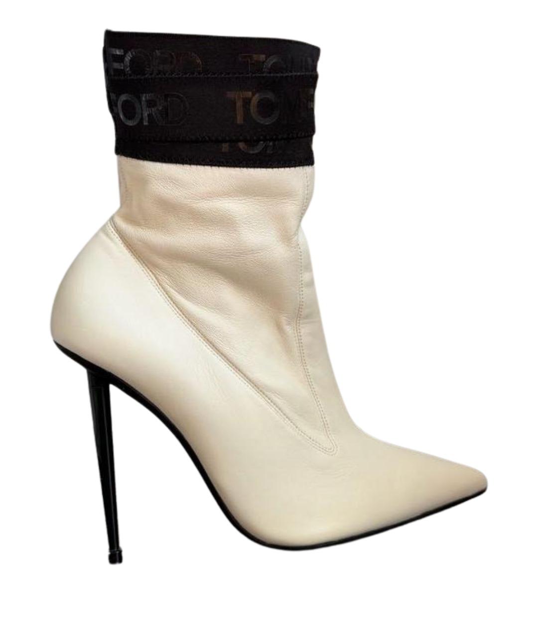TOM FORD Белые кожаные ботильоны, фото 1