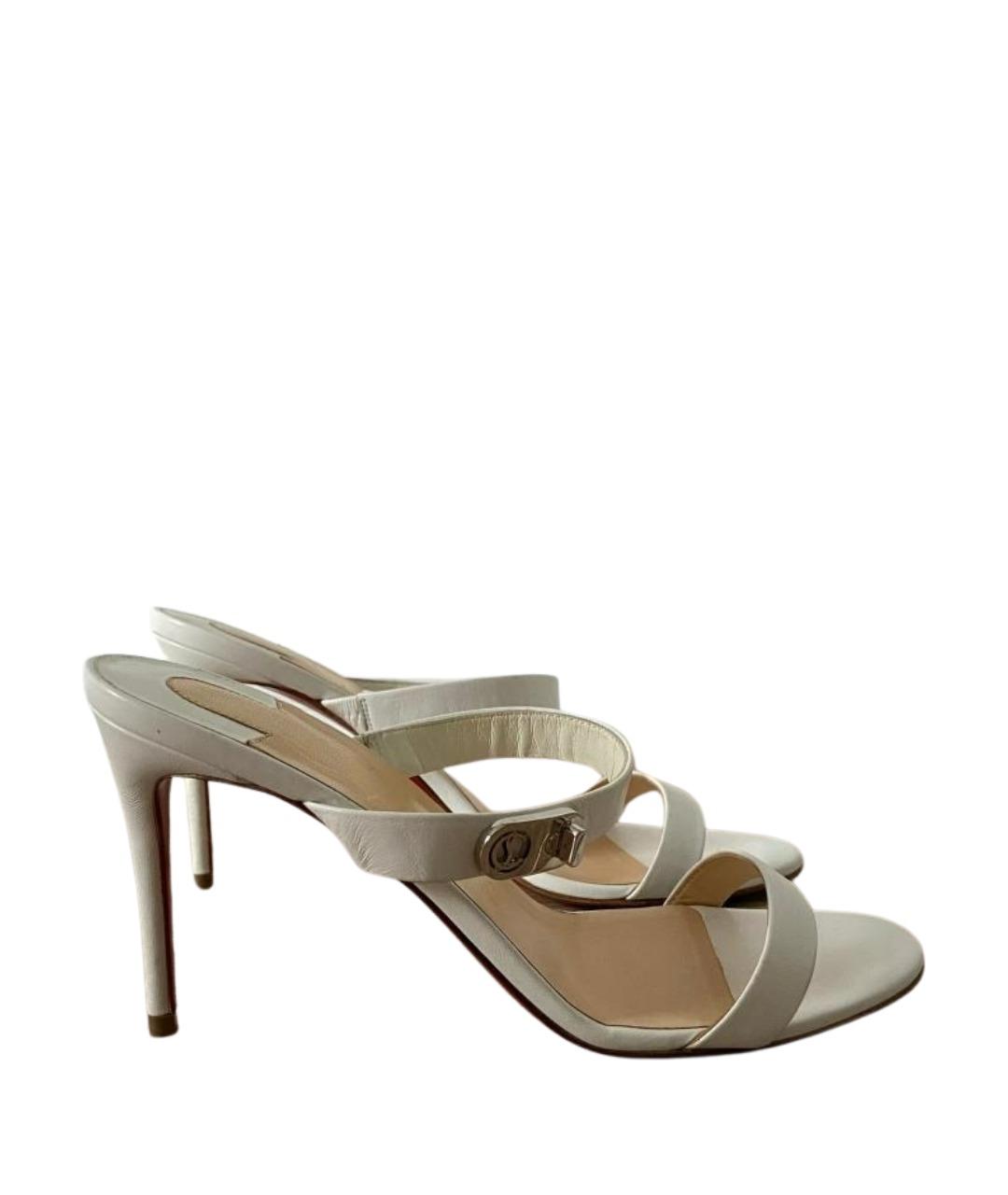 CHRISTIAN LOUBOUTIN Белые кожаные босоножки, фото 1