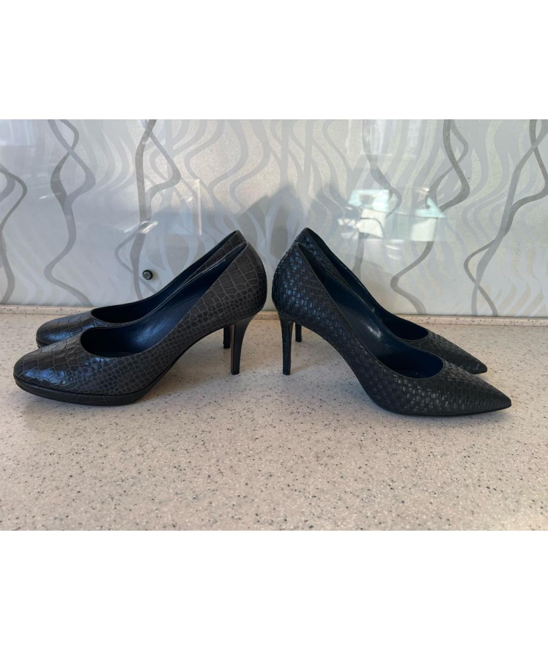 POLLINI Антрацитовые кожаные туфли, фото 4