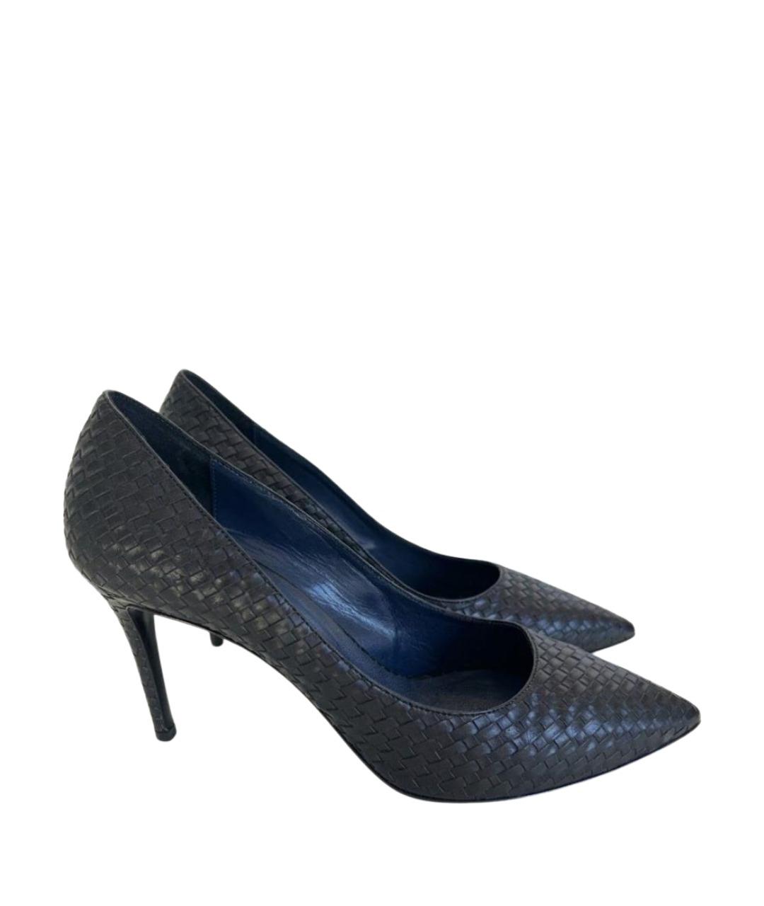 POLLINI Антрацитовые кожаные туфли, фото 1