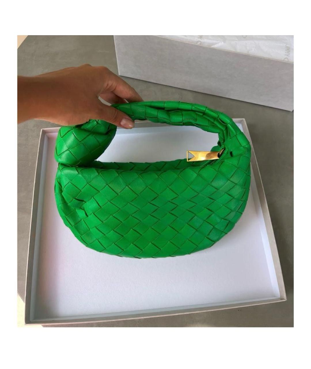 BOTTEGA VENETA Зеленая кожаная сумка с короткими ручками, фото 2