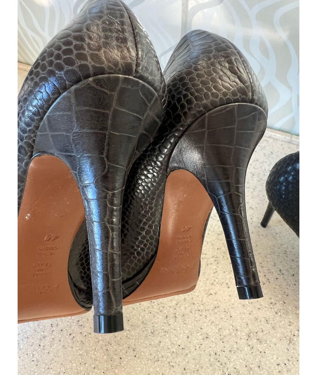 POLLINI Антрацитовые кожаные туфли, фото 4