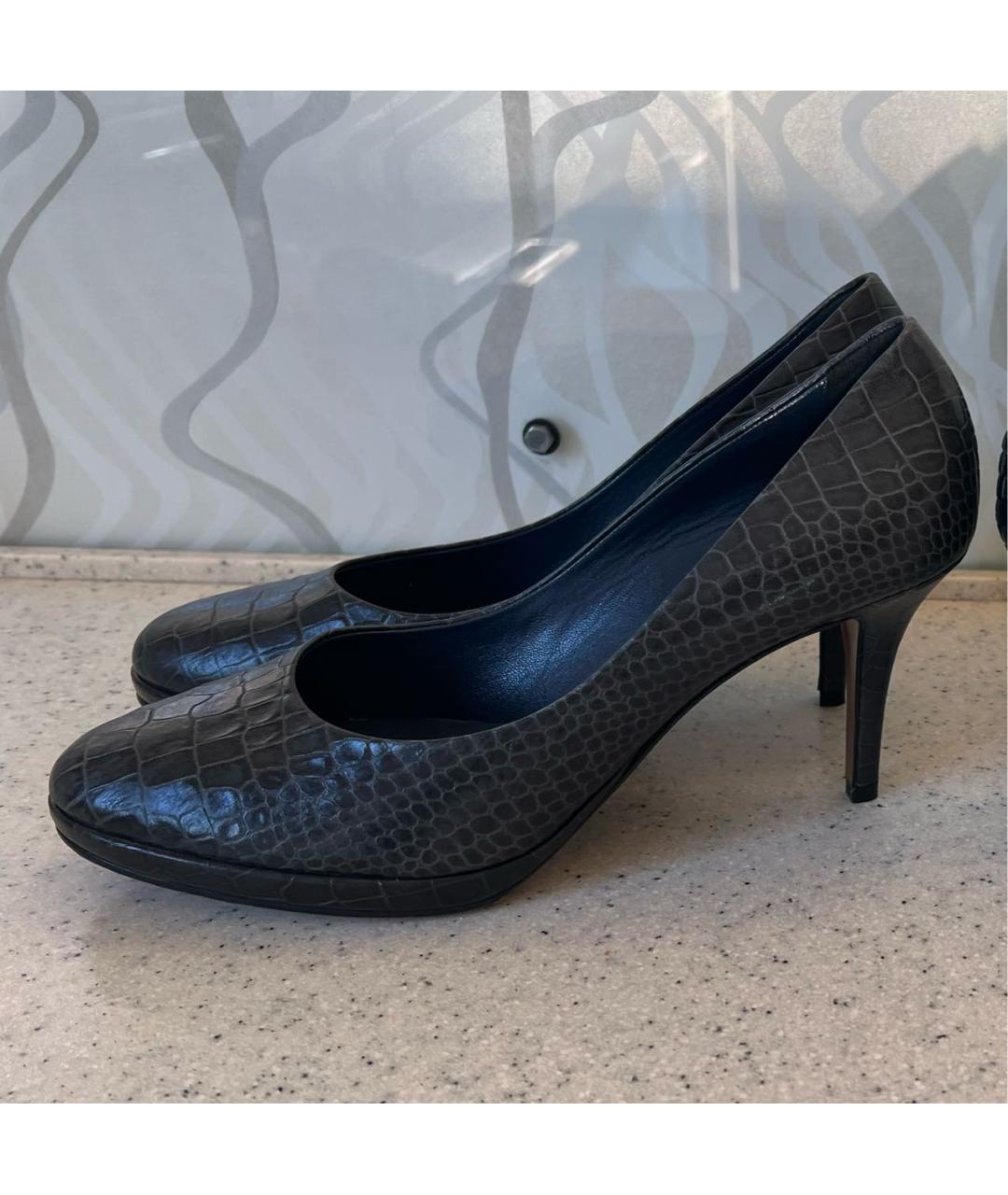 POLLINI Антрацитовые кожаные туфли, фото 8