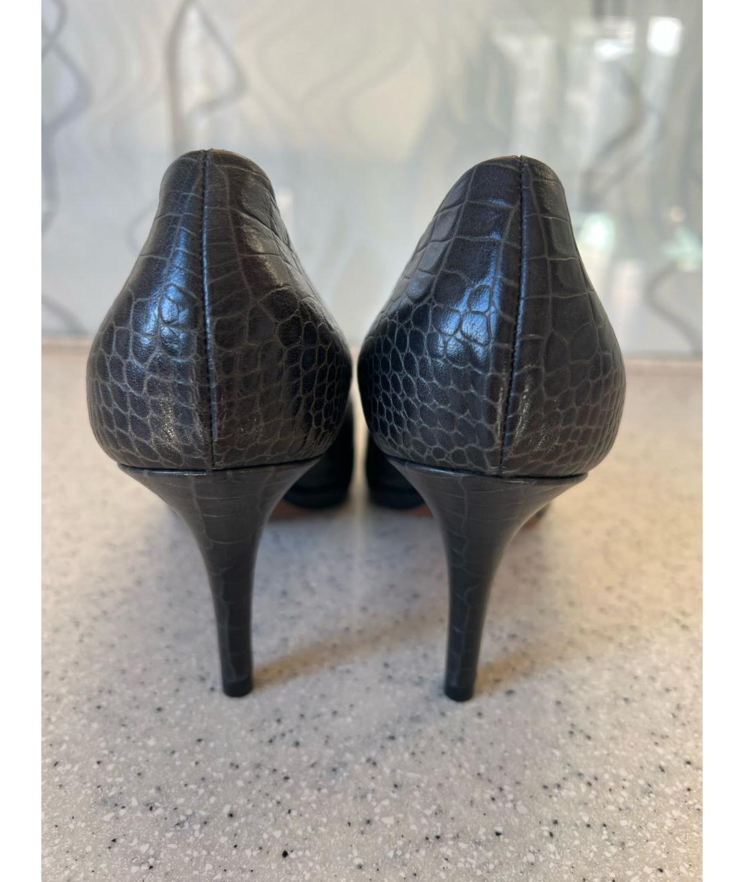 POLLINI Антрацитовые кожаные туфли, фото 6
