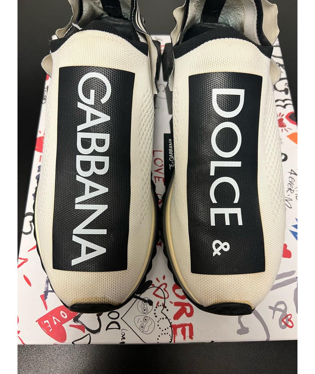 DOLCE&GABBANA Белые текстильные слипоны, фото 2