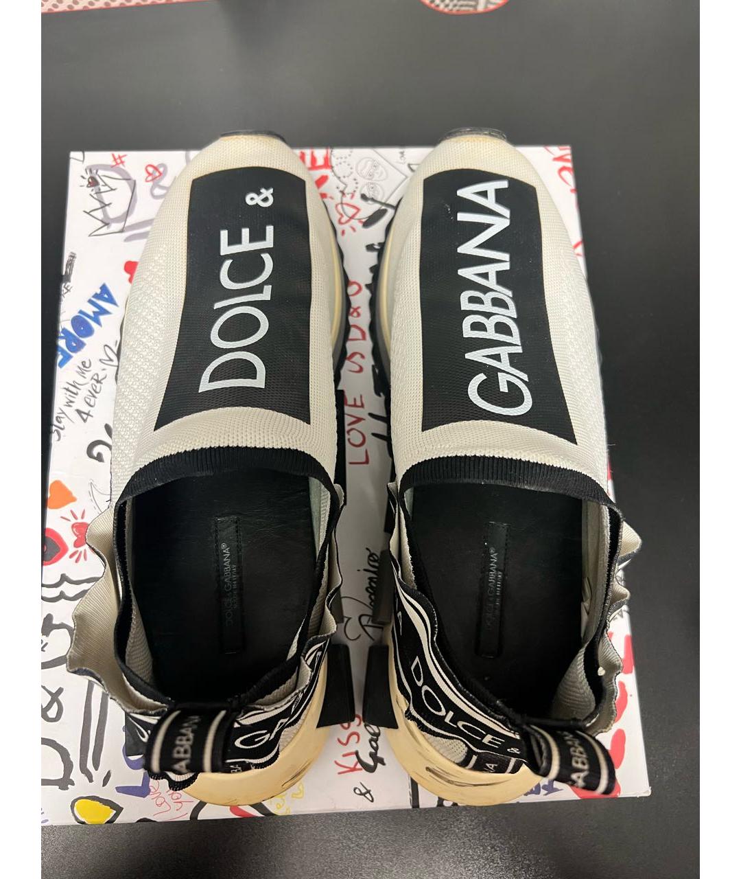 DOLCE&GABBANA Белые текстильные слипоны, фото 3