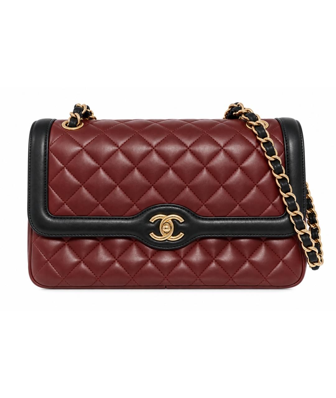 CHANEL Бордовая кожаная сумка через плечо, фото 4