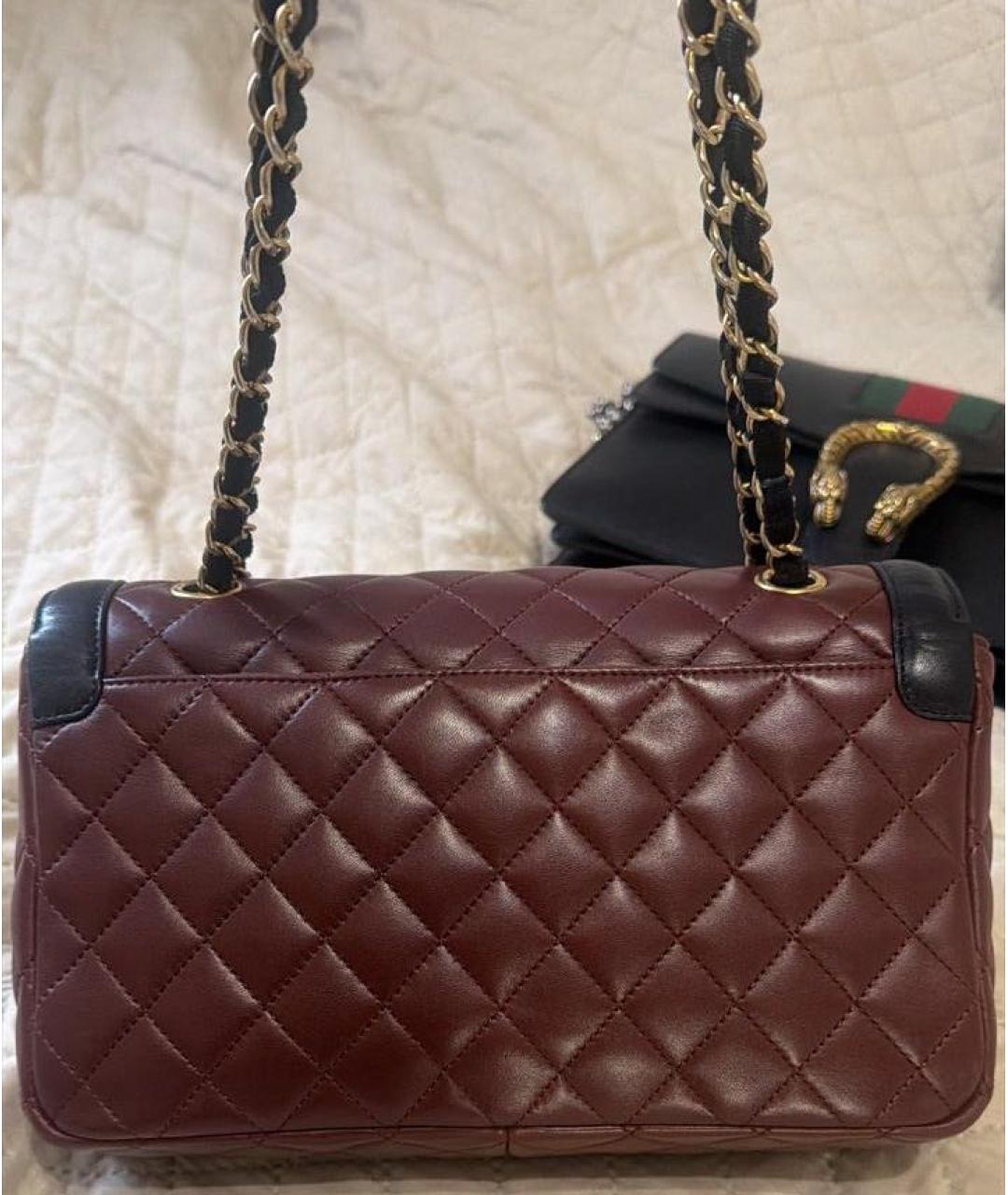 CHANEL Бордовая кожаная сумка через плечо, фото 2