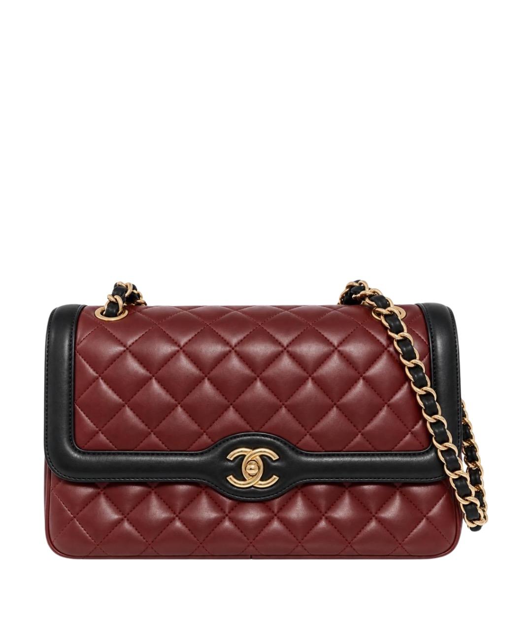 CHANEL Бордовая кожаная сумка через плечо, фото 1