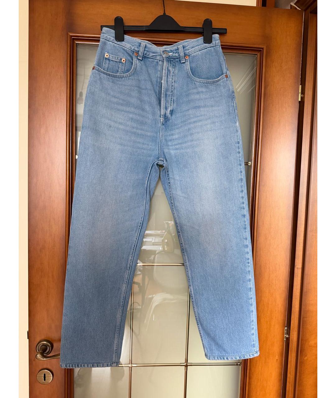 GUCCI Голубые хлопковые прямые джинсы, фото 8