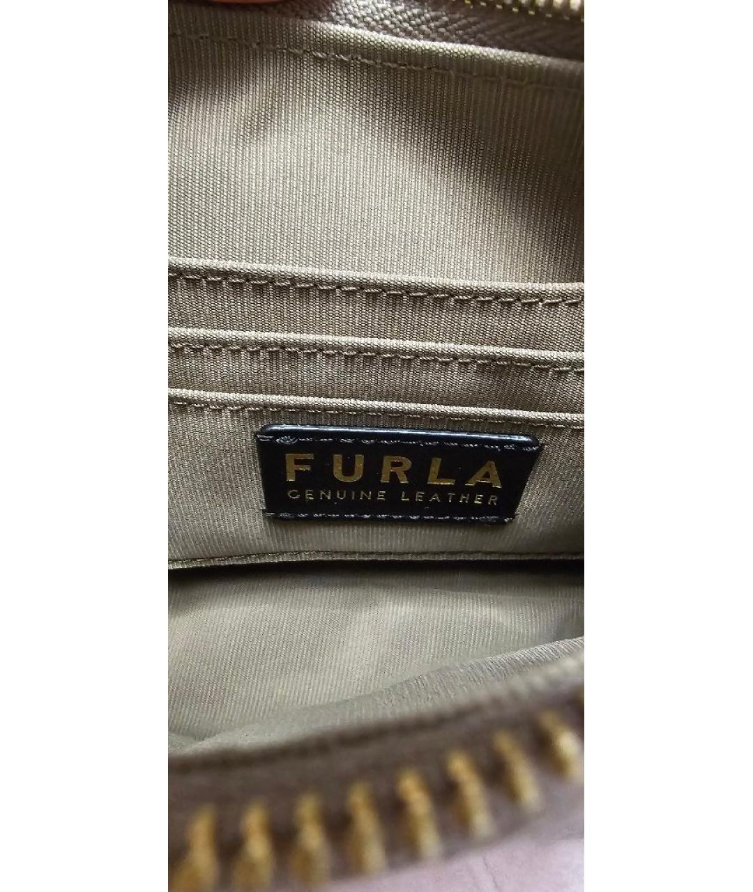 FURLA Бежевая кожаная сумка через плечо, фото 6