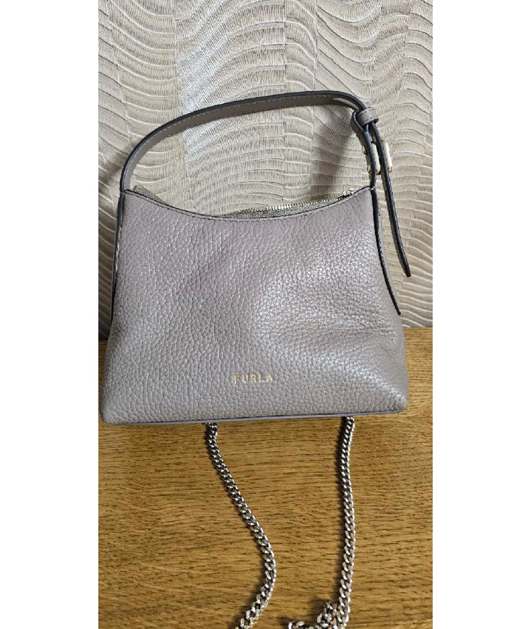 FURLA Бежевая кожаная сумка через плечо, фото 3