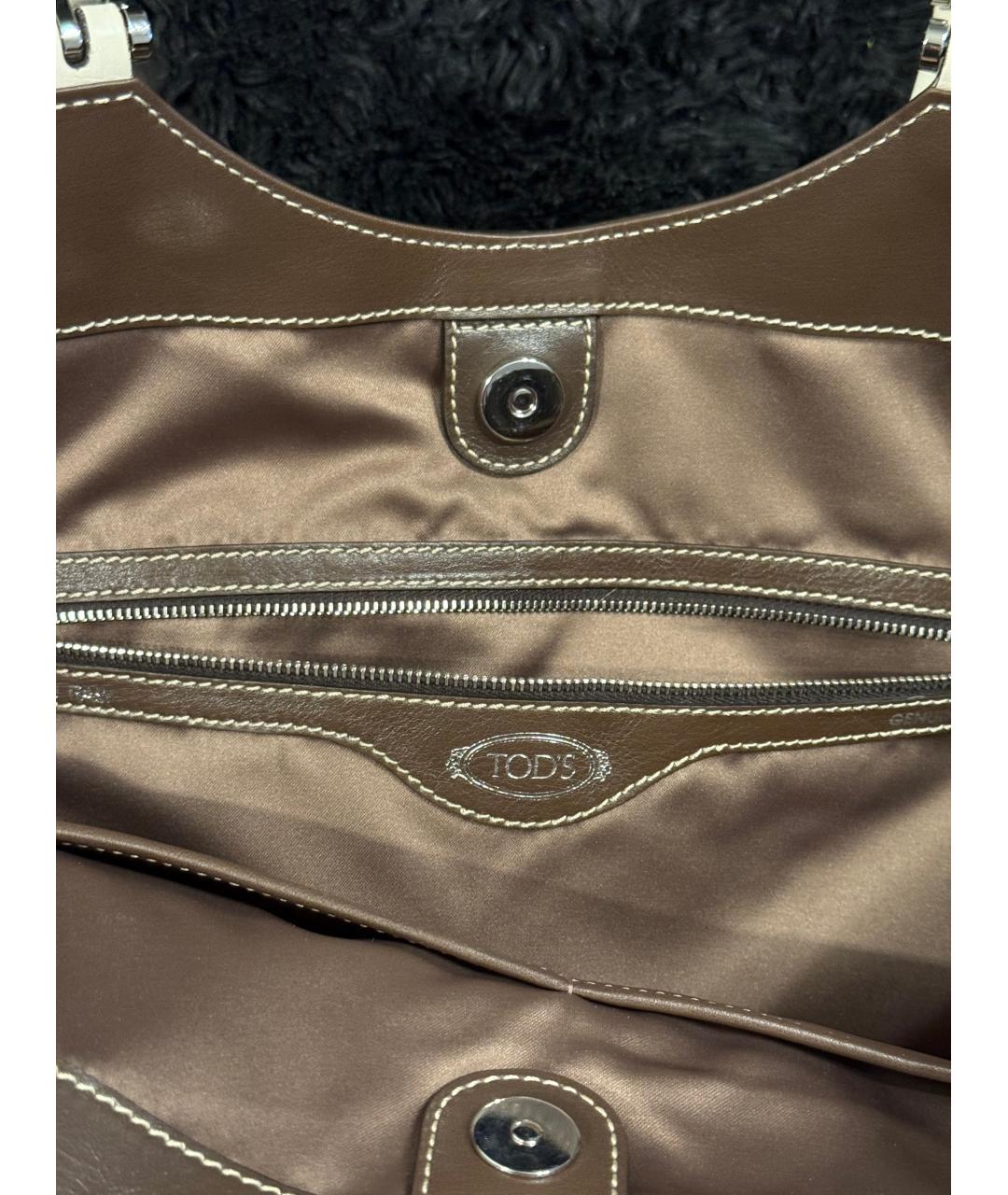 TOD'S Бежевая кожаная сумка тоут, фото 2