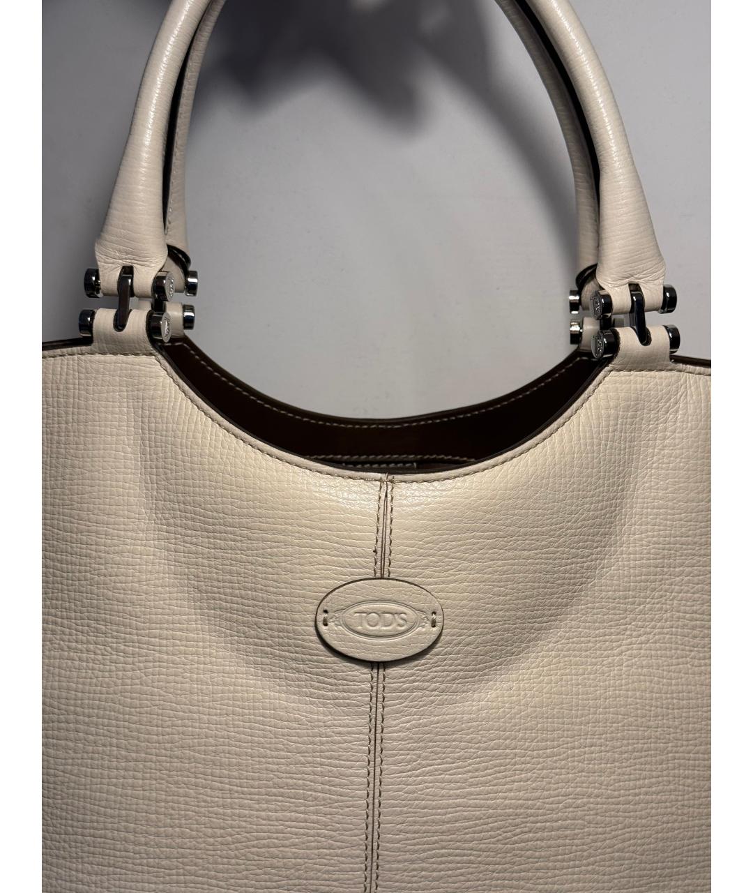 TOD'S Бежевая кожаная сумка тоут, фото 3