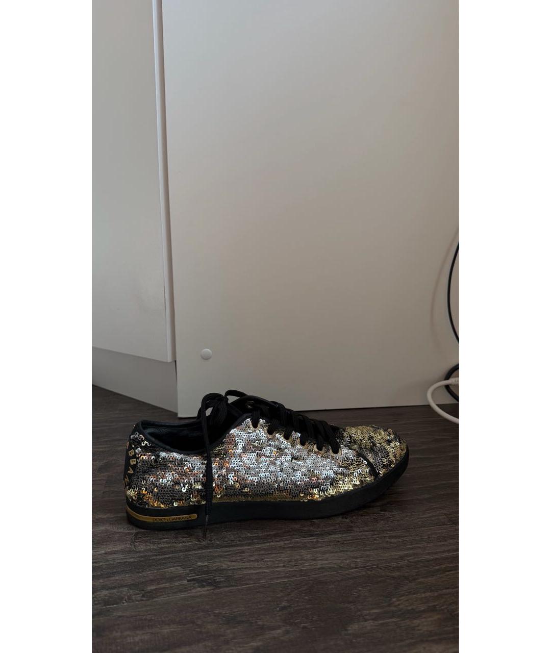 DOLCE&GABBANA Золотые кеды, фото 5