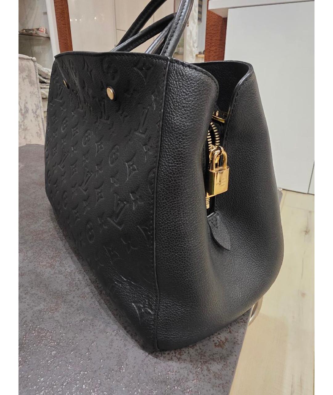 LOUIS VUITTON Черная кожаная сумка тоут, фото 3