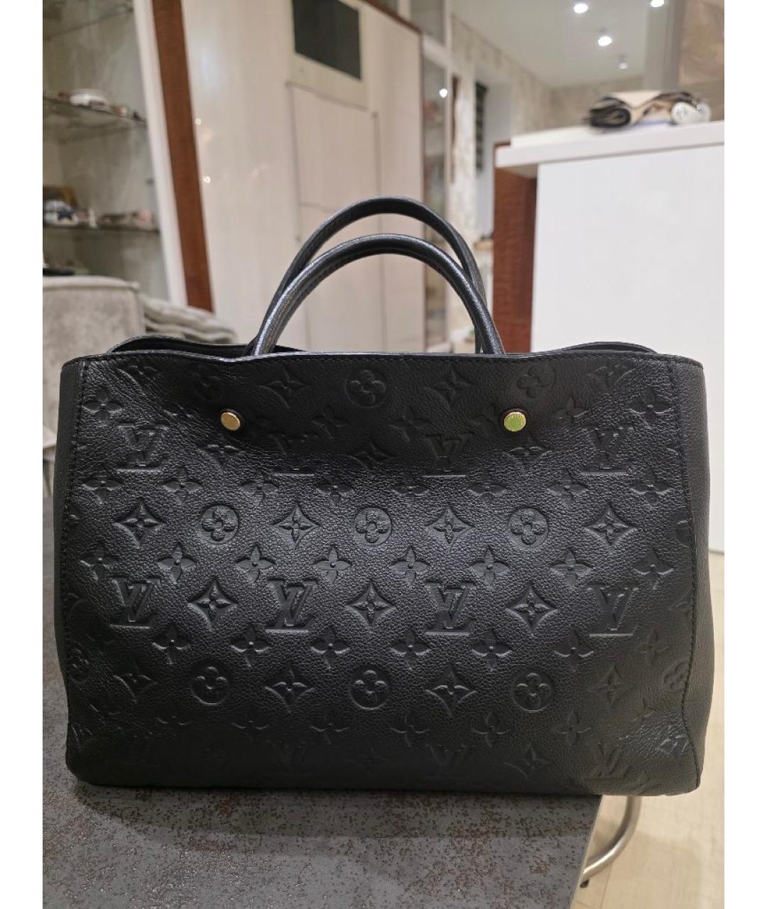 LOUIS VUITTON Черная кожаная сумка тоут, фото 5