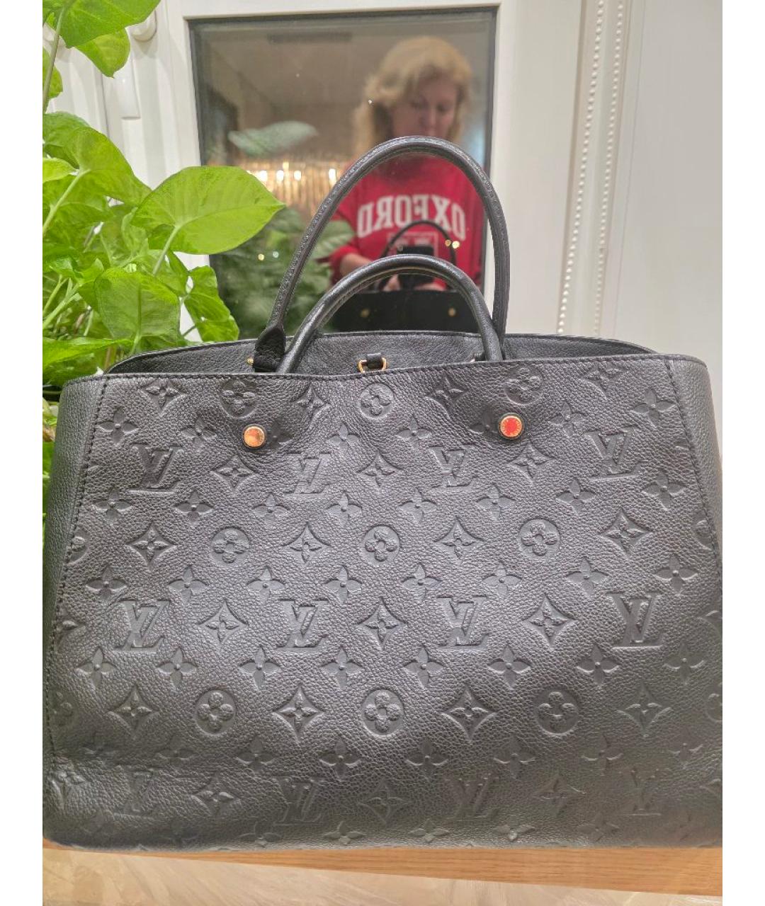 LOUIS VUITTON Черная кожаная сумка тоут, фото 2