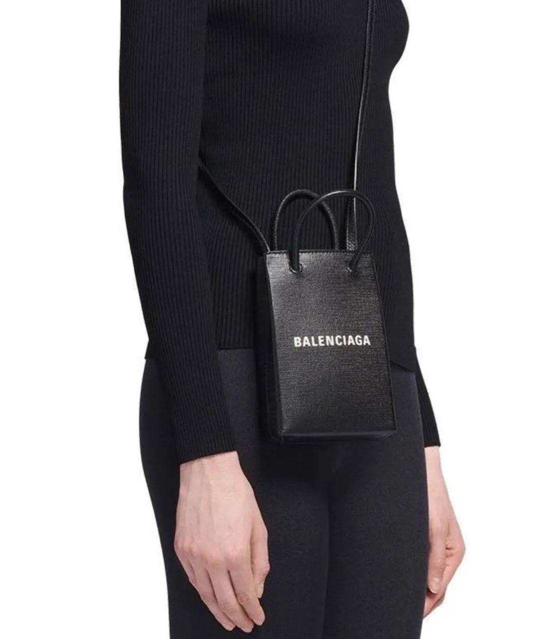 BALENCIAGA Черная кожаная сумка через плечо, фото 5