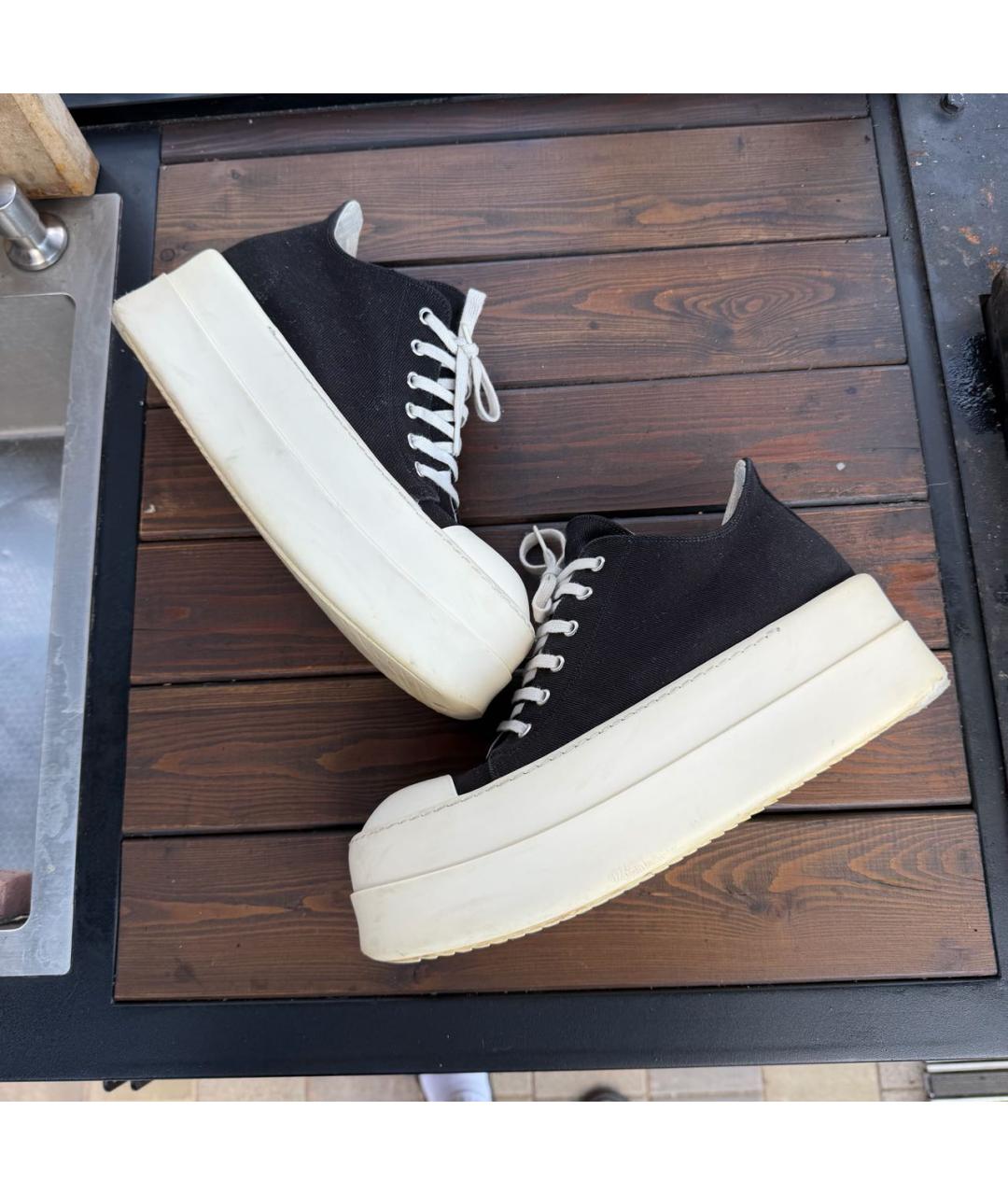 RICK OWENS DRKSHDW Черные текстильные низкие кроссовки / кеды, фото 3