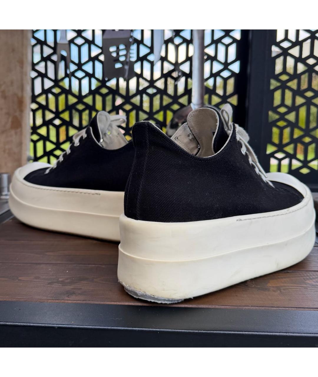 RICK OWENS DRKSHDW Черные текстильные низкие кроссовки / кеды, фото 4