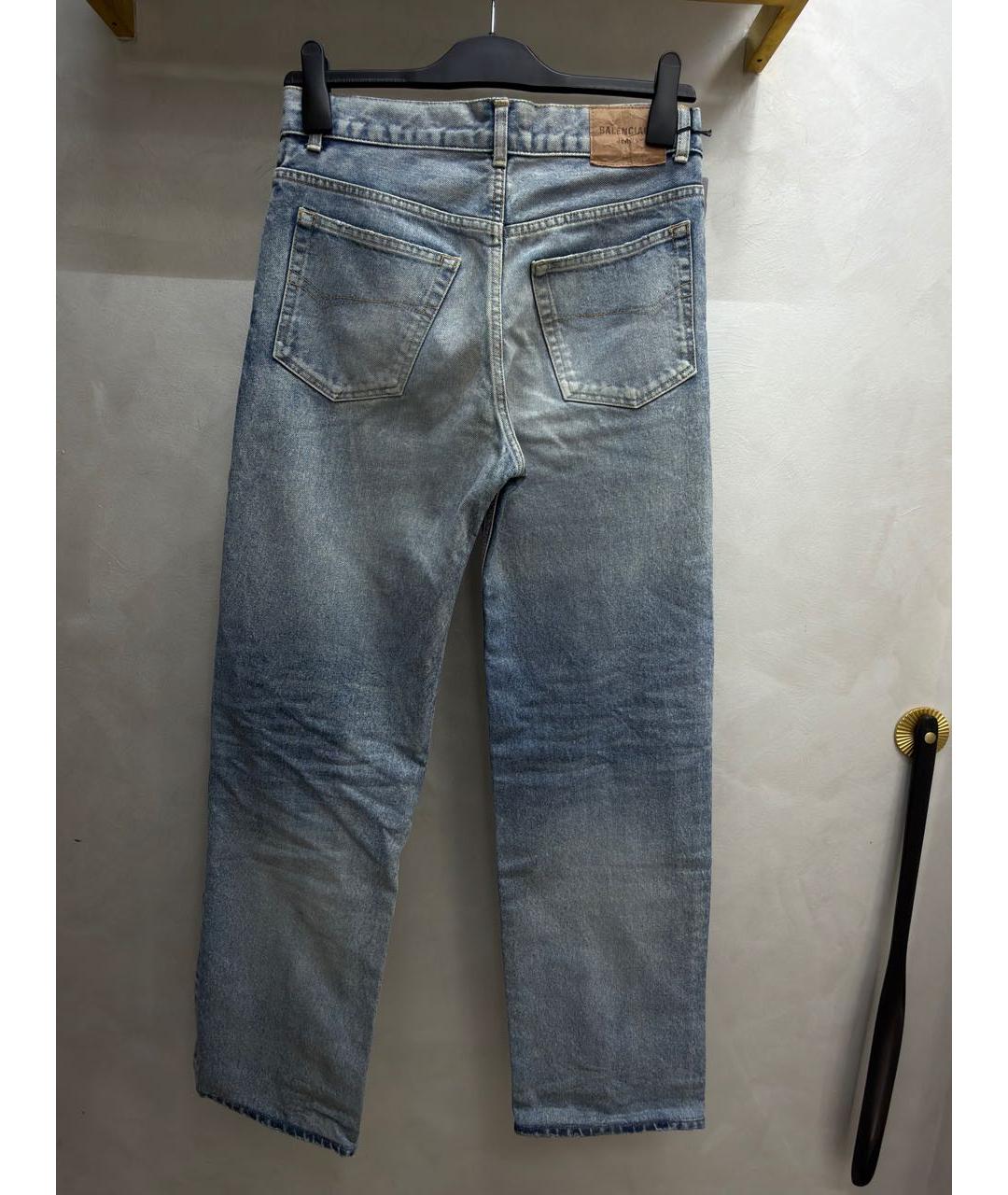 BALENCIAGA Голубые хлопковые прямые джинсы, фото 3