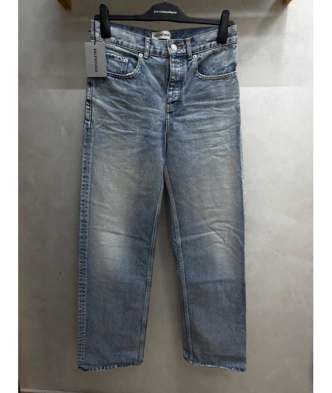 BALENCIAGA Голубые хлопковые прямые джинсы, фото 2