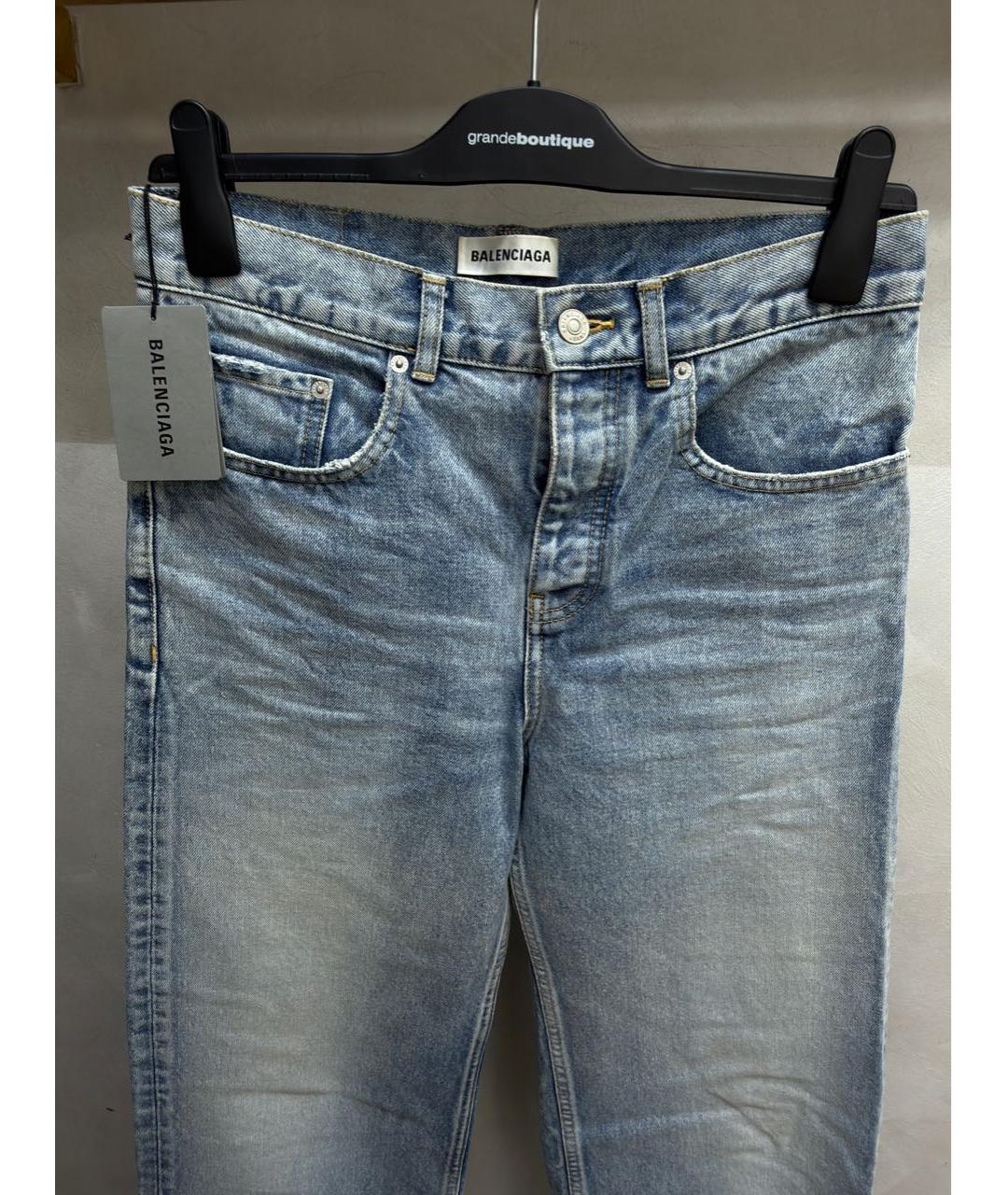 BALENCIAGA Голубые хлопковые прямые джинсы, фото 4