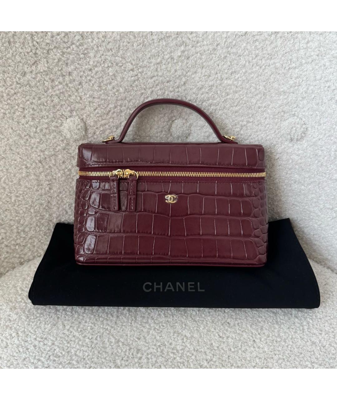 CHANEL Бордовая кожаная сумка с короткими ручками, фото 2